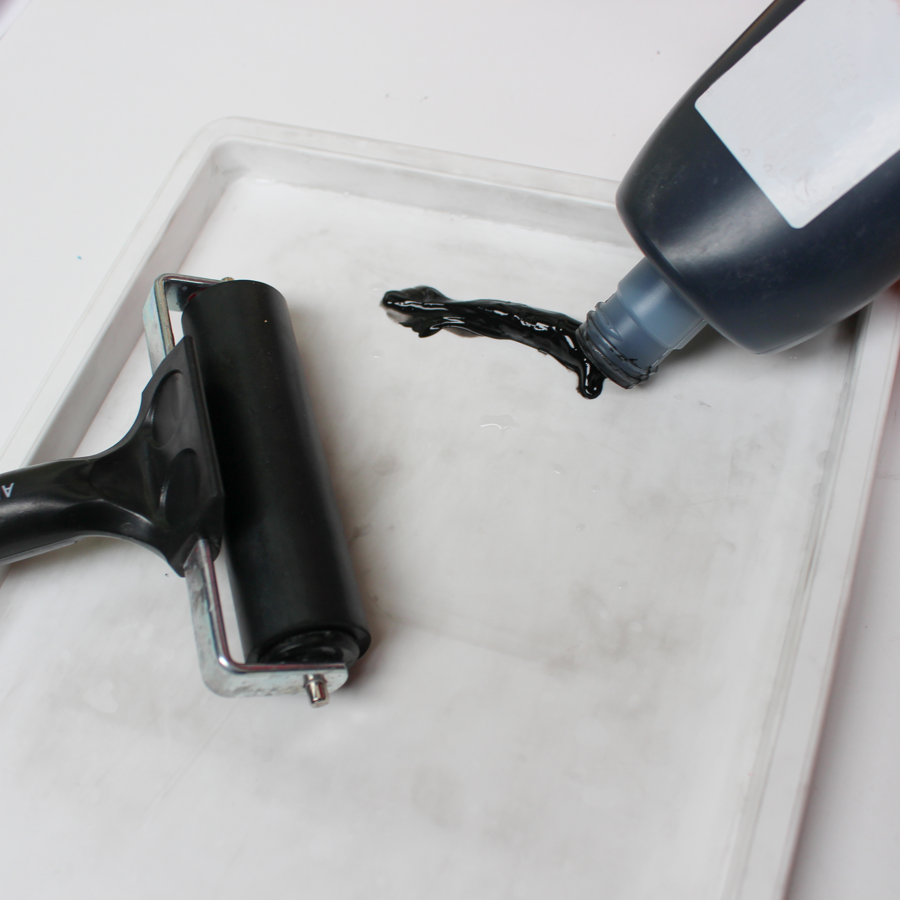 inking the plastic tray