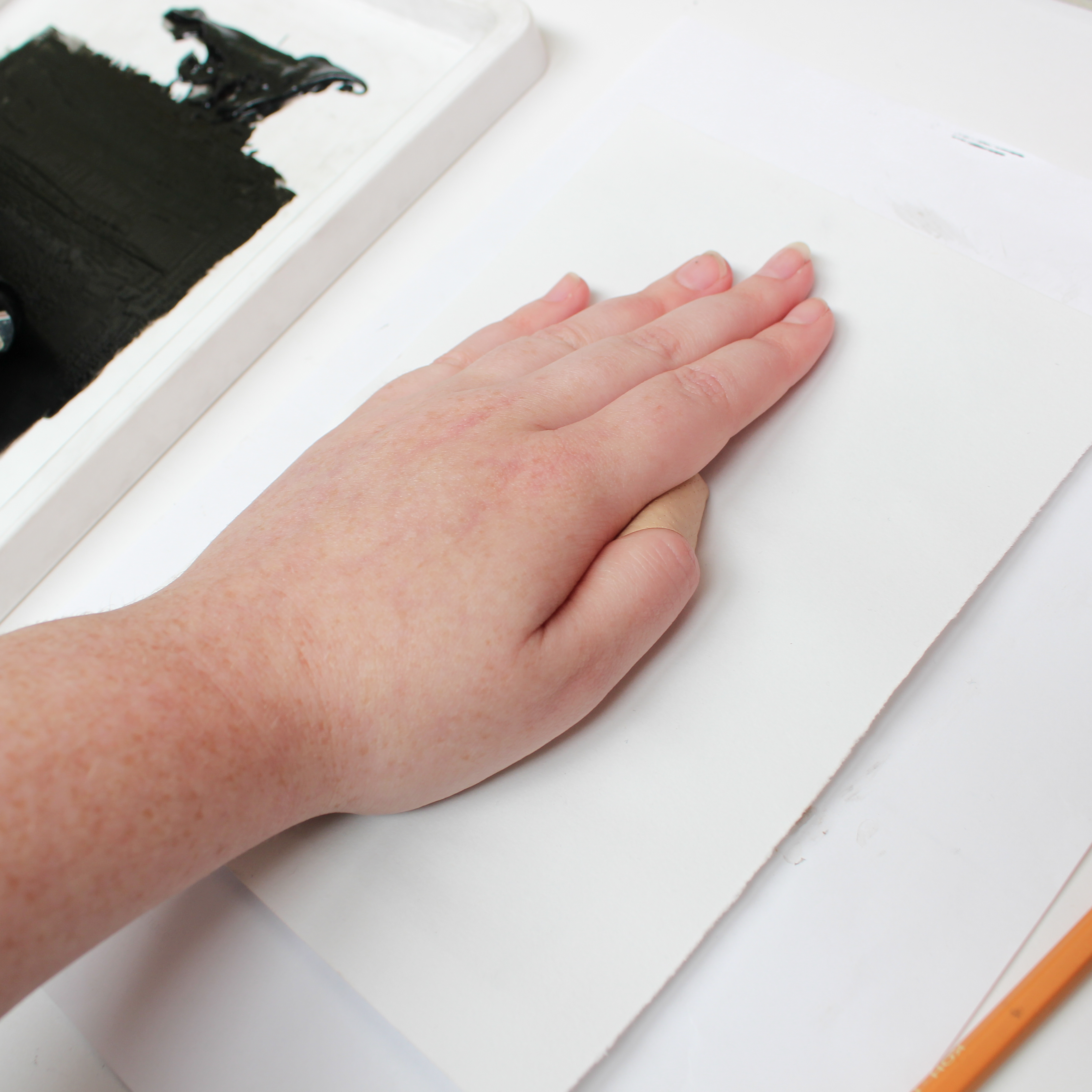 Paper over collagraph - Pressing
